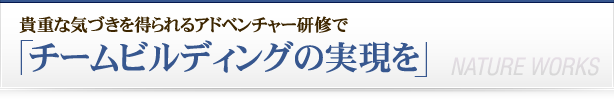 アドベンチャー研修で「チームビルディングの実現を」